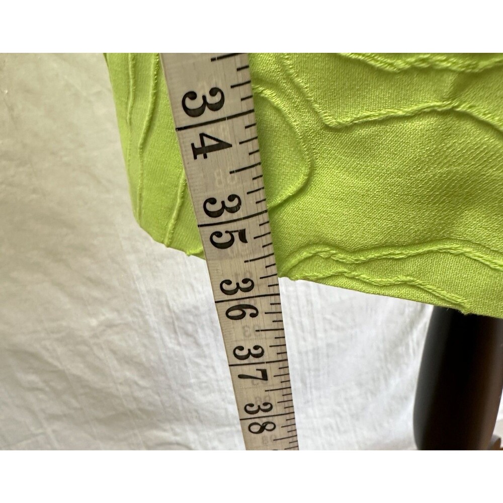 Per Se Lime Green Silk Cotton Textured Sleeveless Bodycon Knee-Length Dress Sz 4 - Picture 4 of 16